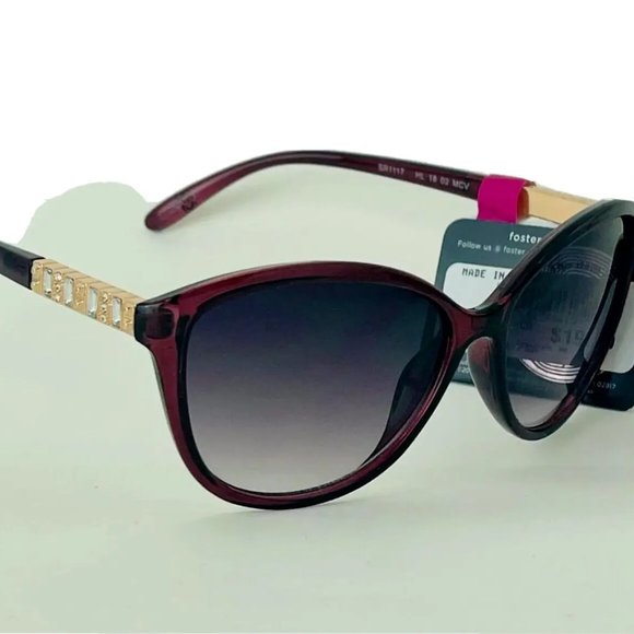 SG00756 Maxblock Sunglasses For Women Cat-Eye 100% UVA-UVB Protection Burgundy - Picture 2 of 6